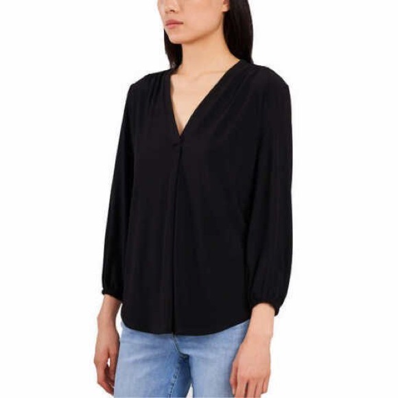 Two by Vince Camuto Ladies' V-Neck Long Sleeve Top, Olympia Black - Picture 2 of 3